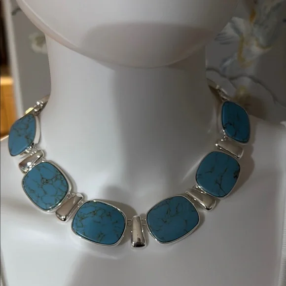 Lauren Ralph Lauren Silver Necklace with Blue Stones - Picture 9 of 11